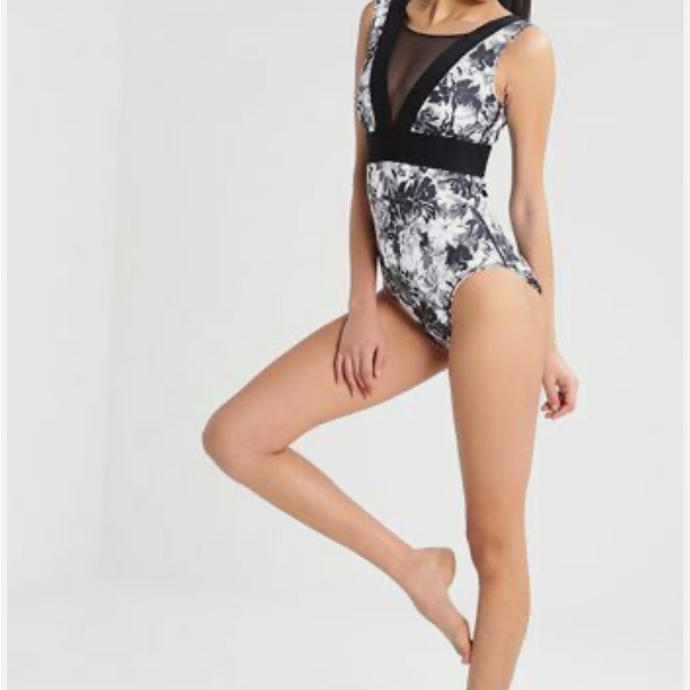 Ivy Park Floral Black & White Mesh Panel Bodysuit with Cut Out Back. New! - Picture 5 of 10